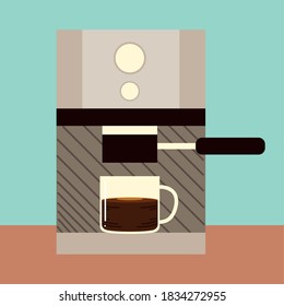 coffee brewing methods, cappuccino cup and machine appliance vector illustration