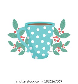 coffee brewing methods, cup beens and leaves vector illustration