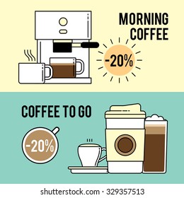 Coffee brewing methods icons set. Different ways of making hot energy drink. Detailed stylish modern flat vector illustration and design element.