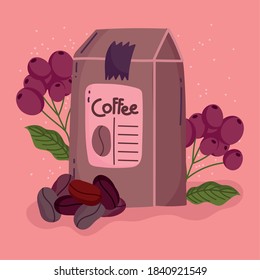 coffee brewing methods, pack product seeds and dry grains vector illustration