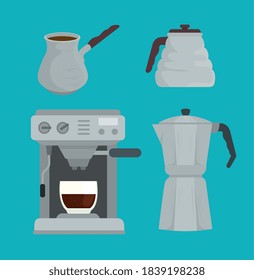 métodos de elaboración de café conjunto iconos diseño de ilustración vectorial