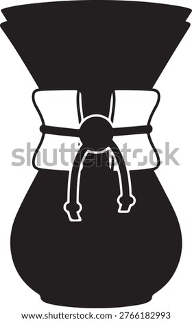 Coffee brewing pot with filter icon representing manual coffee making, drip brewing, and cafe equipment.