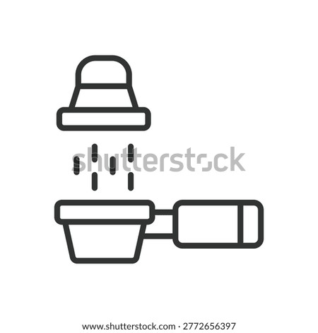Coffee brewing process icon in line design. espresso machine preparation extraction barista on white background vector. coffee brewing editable stroke icon