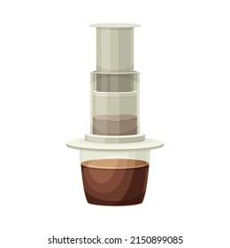 Coffee Brewing with Vacuum Coffee Maker as Cafe Cooking Appliance Vector Illustration