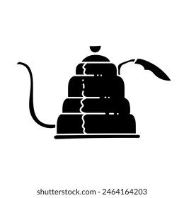Coffee brewing water kettle black hand drawn icon
