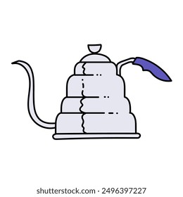 coffee brewing water kettle hand drawn color vector illustration