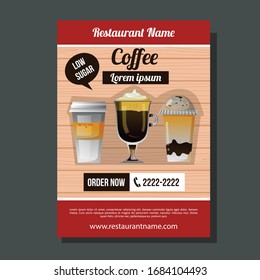 coffee brochure template promotion advertising vector illustration