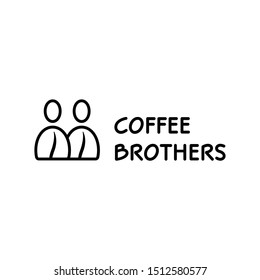 Coffee Brothers logo design template. Creative line seed logotype for cafe, shop, brand . Vector bean icon symbol. Caffeine label illustration background