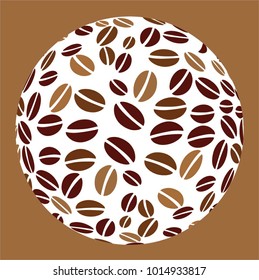 coffee brown  bean in decorative ball, vector