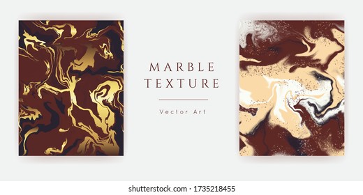Coffee  brown gold marble abstract background templates set.Modern and original liquid texture.Good for design covers, presentation, invitation, flyers, posters, business cards and social media.