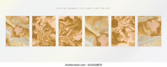 Coffee  brown marble abstract background templates set.Modern and original liquid texture.Good for design covers, presentation, 
invitation, flyers, posters, business cards and social media.