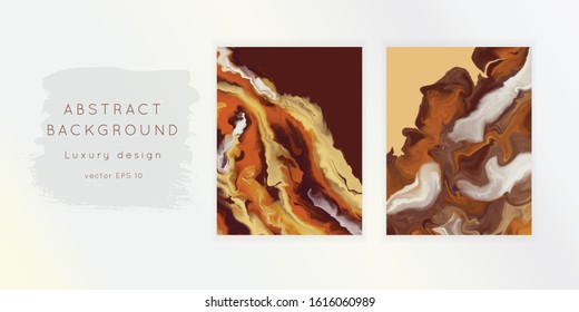 Coffee  brown marble abstract background templates set.Modern and original liquid texture.Good for design covers, presentation, 
invitation, flyers, posters, business cards and social media.