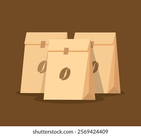 Coffee brown paper bag vector illustration