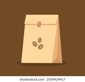 Coffee brown paper bag vector illustration