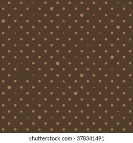 Coffee Brown Star Polka Dots Background Vector Illustration
