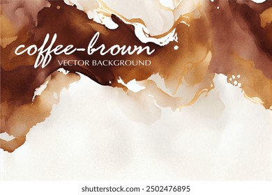 Coffee brown watercolor vector background. Abstract watercolour pattern with spilled coffee effect.