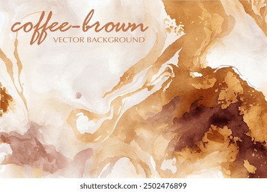 Kaffeebrauer Aquarell, Vektorhintergrund. Abstraktes Aquarellmuster mit verschüttetem Kaffeeeffekt.