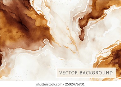 Coffee brown watercolor vector background. Abstract watercolour pattern with spilled coffee effect.