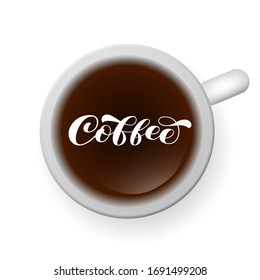 Coffee brush lettering. Vector stock illustration for banner