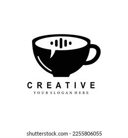 Coffee and bubble chat logo concept. Coffee talk forum logo design template eps.