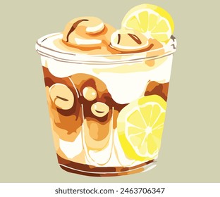Coffee Bubble Cheese Lemon Vektor Illustration