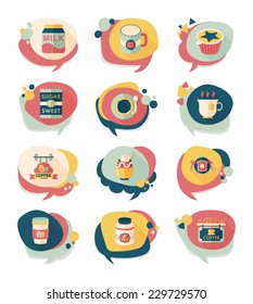 Coffee bubble speech flat banner design flat background set, eps10