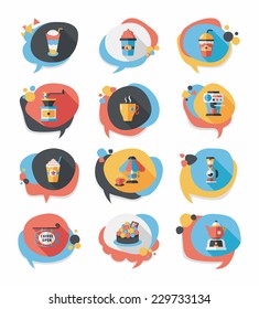 Coffee bubble speech flat banner design flat background set, eps10