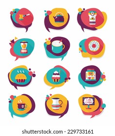 Coffee bubble speech flat banner design flat background set, eps10