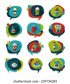 Coffee bubble speech flat banner design flat background set, eps10