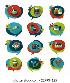 Coffee bubble speech flat banner design flat background set, eps10