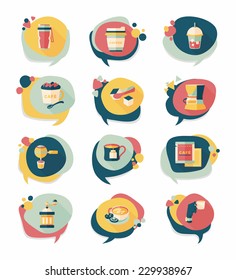 Coffee bubble speech flat banner design flat background set, eps10