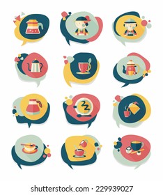 Coffee bubble speech flat banner design flat background set, eps10