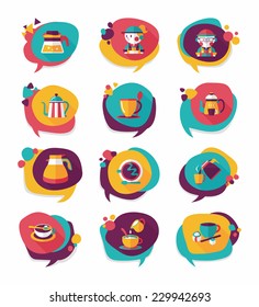 Coffee bubble speech flat banner design flat background set, eps10