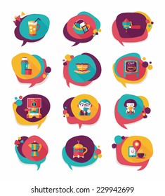Coffee bubble speech flat banner design flat background set, eps10