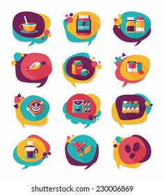 Coffee bubble speech flat banner design flat background set, eps10