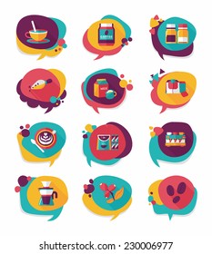 Coffee bubble speech flat banner design flat background set, eps10