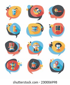 Coffee bubble speech flat banner design flat background set, eps10