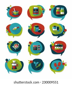 Coffee bubble speech flat banner design flat background set, eps10