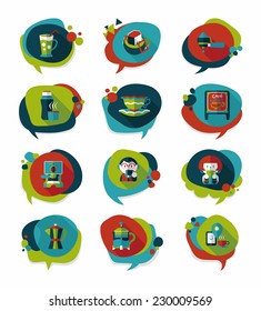 Coffee bubble speech flat banner design flat background set, eps10