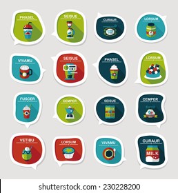 Coffee bubble speech flat banner design flat background set, eps10