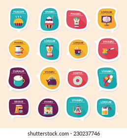 Coffee bubble speech flat banner design flat background set, eps10