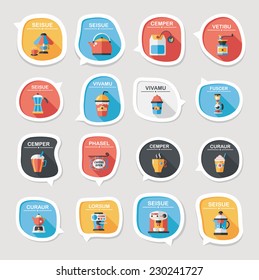 Coffee bubble speech flat banner design flat background set, eps10