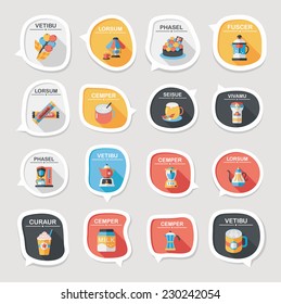 Coffee bubble speech flat banner design flat background set, eps10