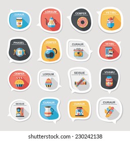 Coffee bubble speech flat banner design flat background set, eps10
