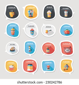 Coffee bubble speech flat banner design flat background set, eps10