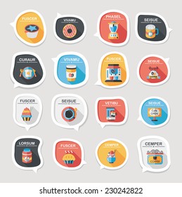 Coffee bubble speech flat banner design flat background set, eps10