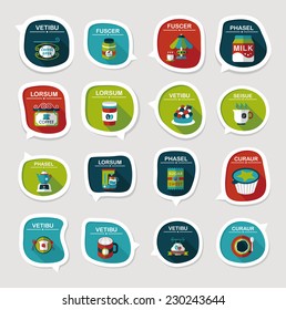 Coffee bubble speech flat banner design flat background set, eps10