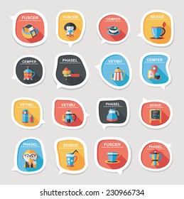 Coffee bubble speech flat banner design flat background set, eps10