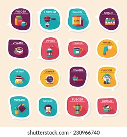 Coffee bubble speech flat banner design flat background set, eps10