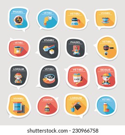 Coffee bubble speech flat banner design flat background set, eps10